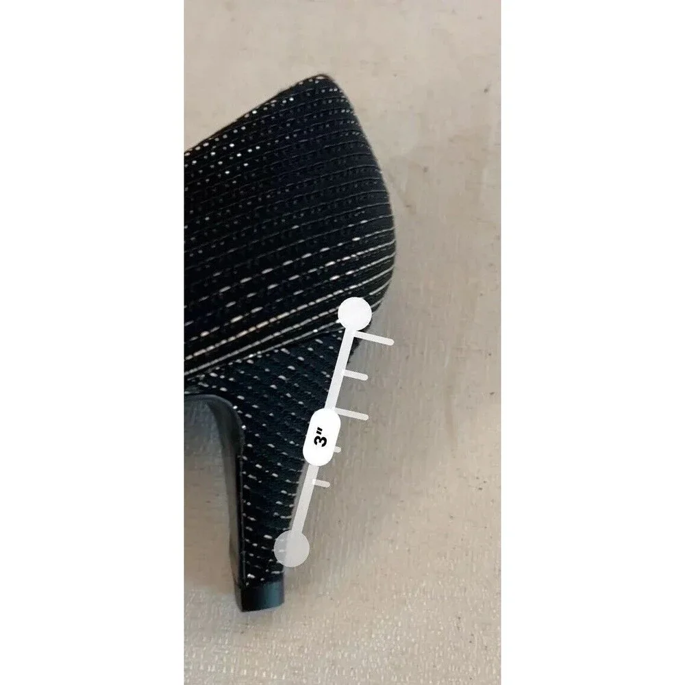 Pappagallo Pumps Women 10 N Black‎ Silver Metallic Italian Heels Evening Glam